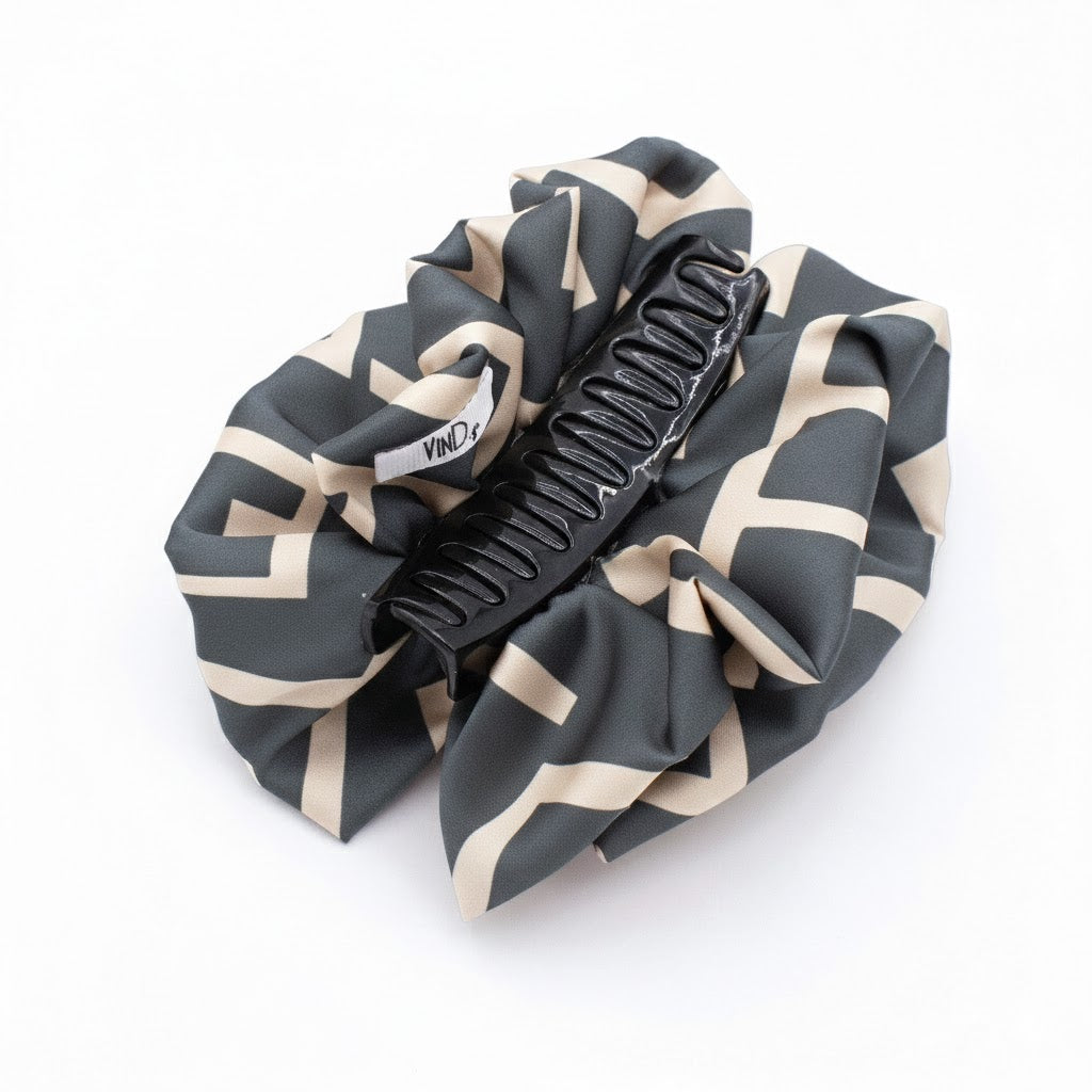 LIVIA GREY LATTE: Klammer μαλλιών, με geometric lines pattern
