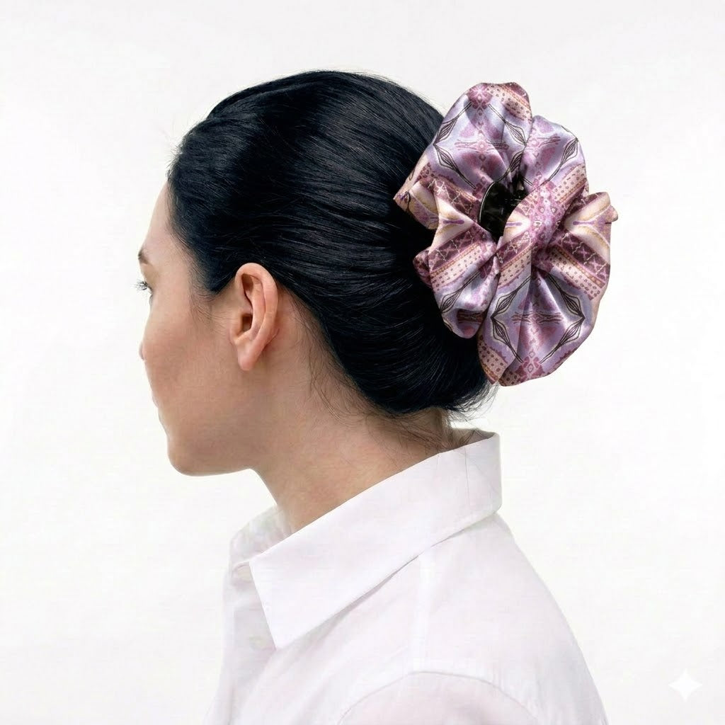 NEYTIRI: Klammer μαλλιών, με σατέν στολισμα, με argyle damask pattern