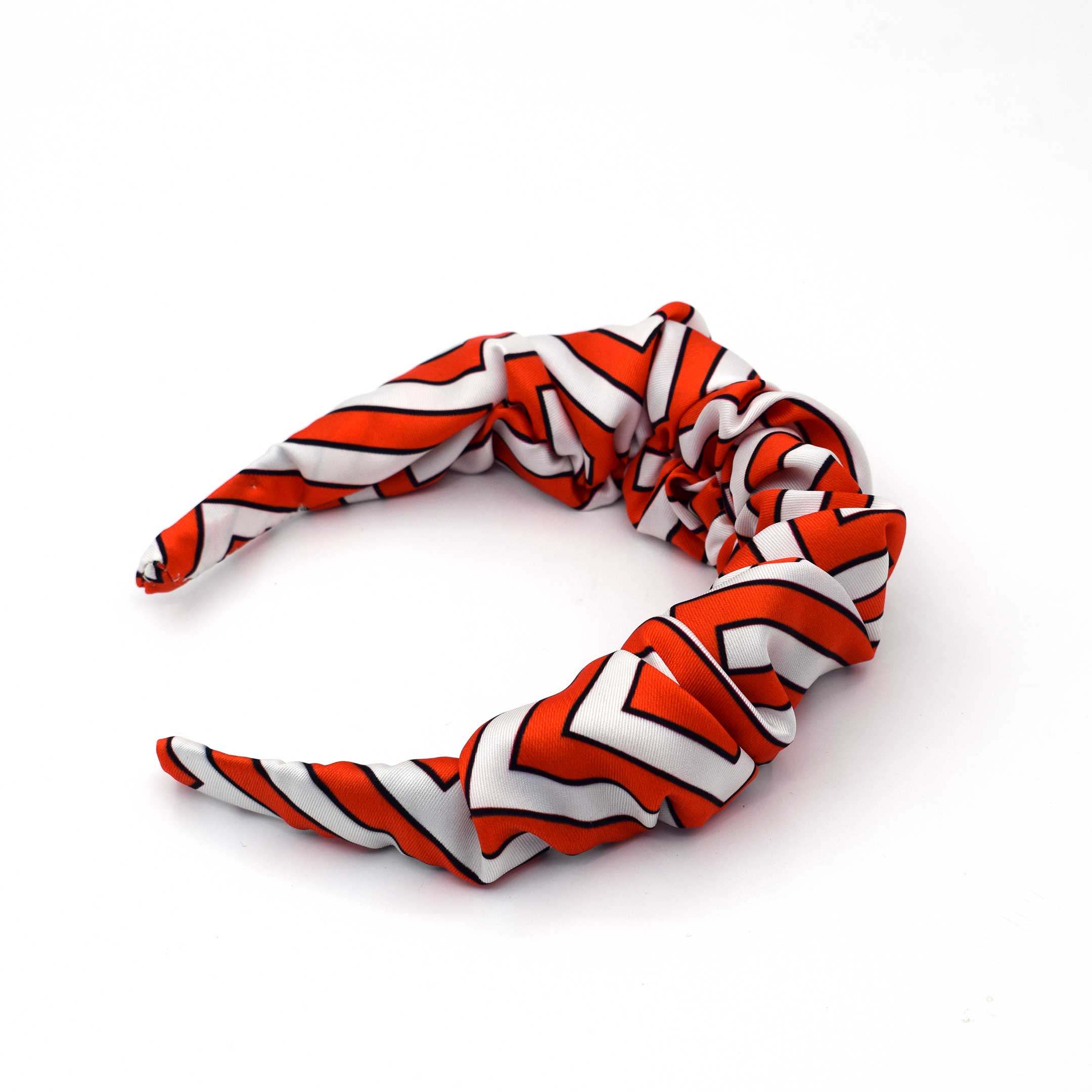 CORA ORANGE: Χειροποίητη στέκα, σατεν, με abstract shapes pattern