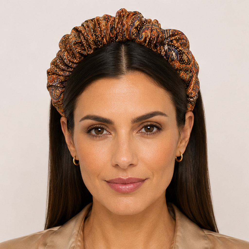 BARBARA terracotta paisley satin στέκα μαλλιών – VinD.gr