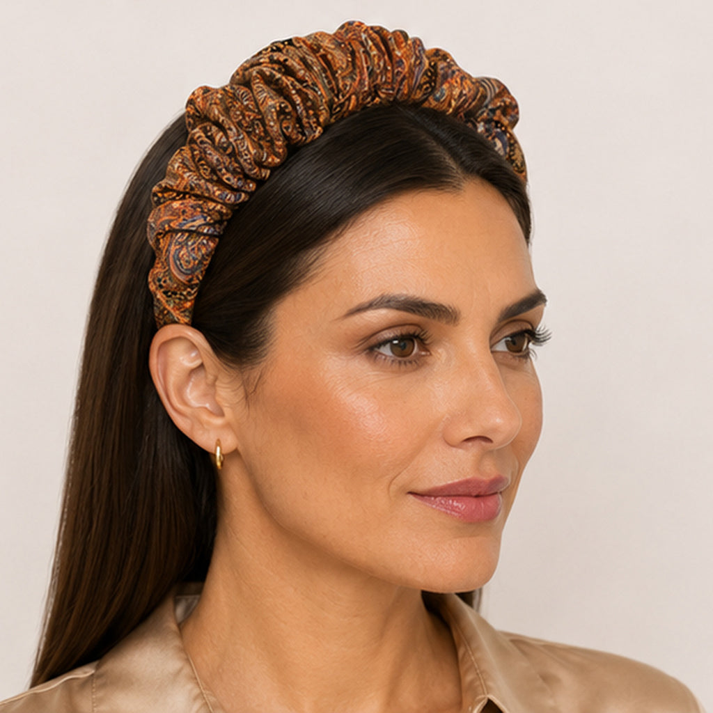 BARBARA terracotta paisley satin στέκα μαλλιών – VinD.gr