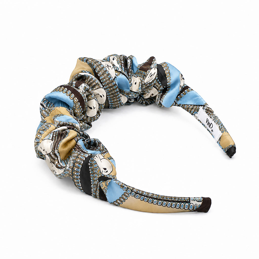 CHEVAL caramel light blue horses satin στέκα μαλλιών – VinD.gr