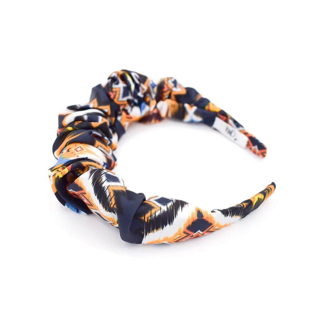 FABIANNA blue terracotta ethnic oriental satin στέκα μαλλιών – VinD.gr
