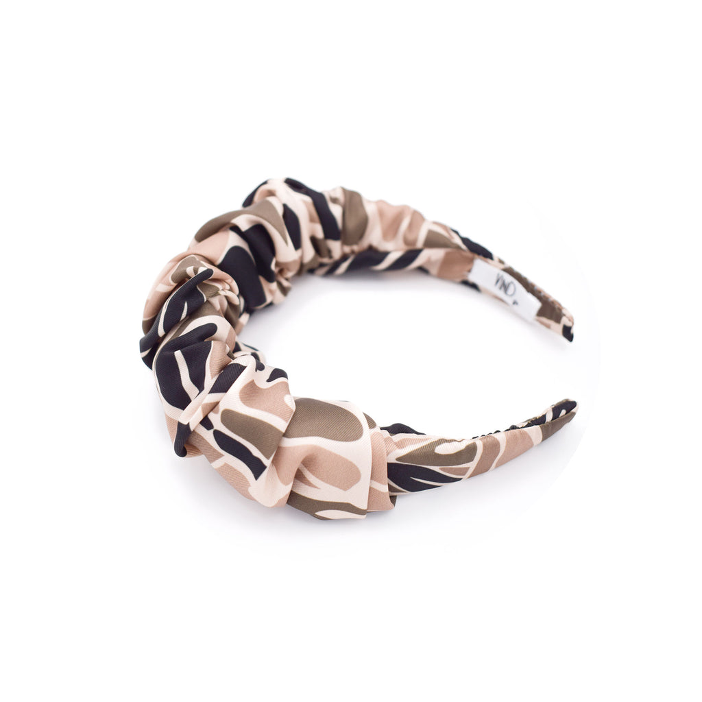 FLORENCE beige mocha stylized leaves satin στέκα μαλλιών – VinD.gr