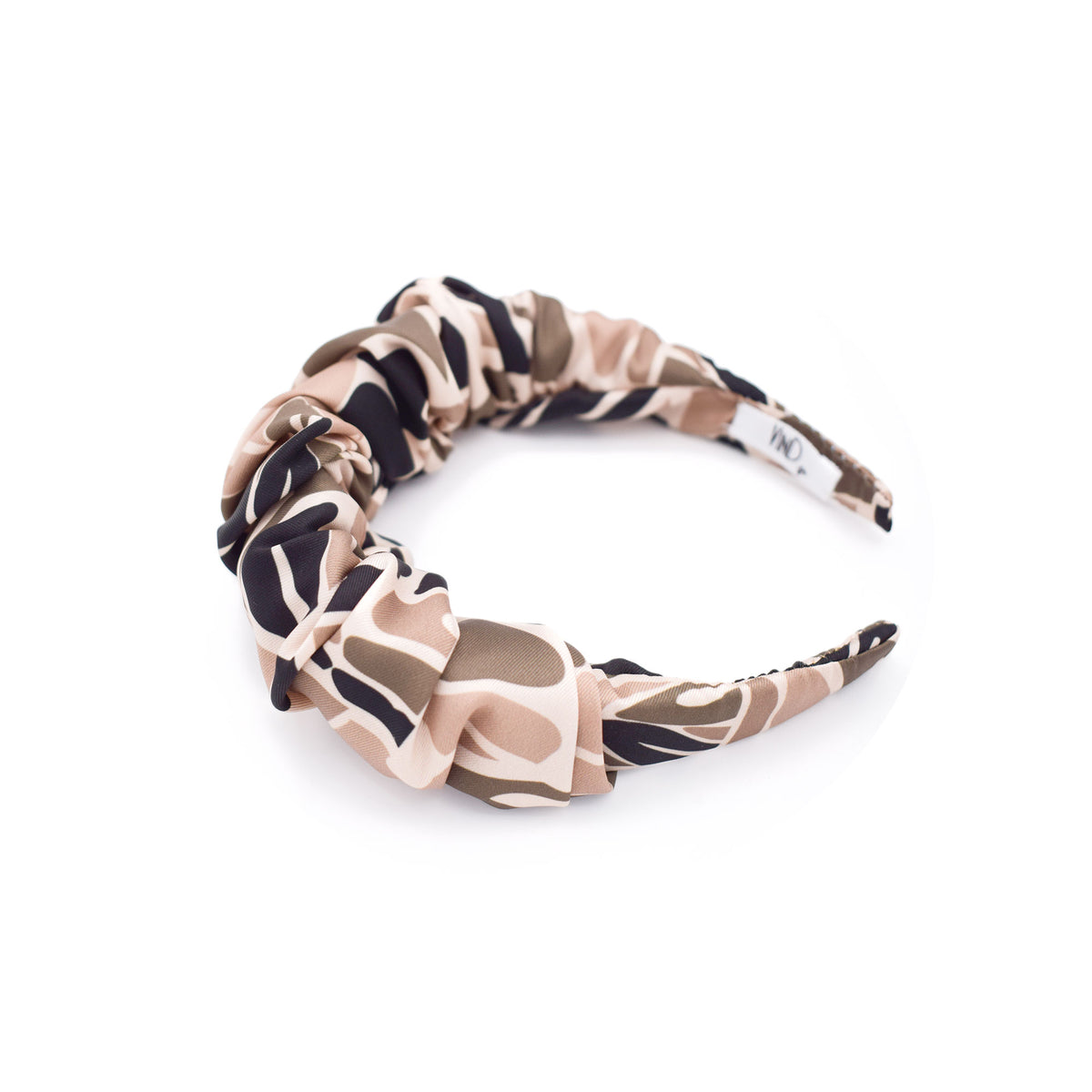 FLORENCE beige mocha stylized leaves satin στέκα μαλλιών – VinD.gr