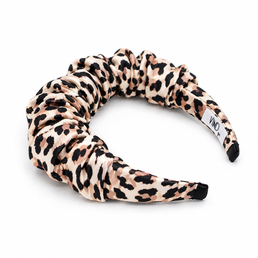 HAFSA brown beige black leopard satin στέκα μαλλιών – VinD.gr