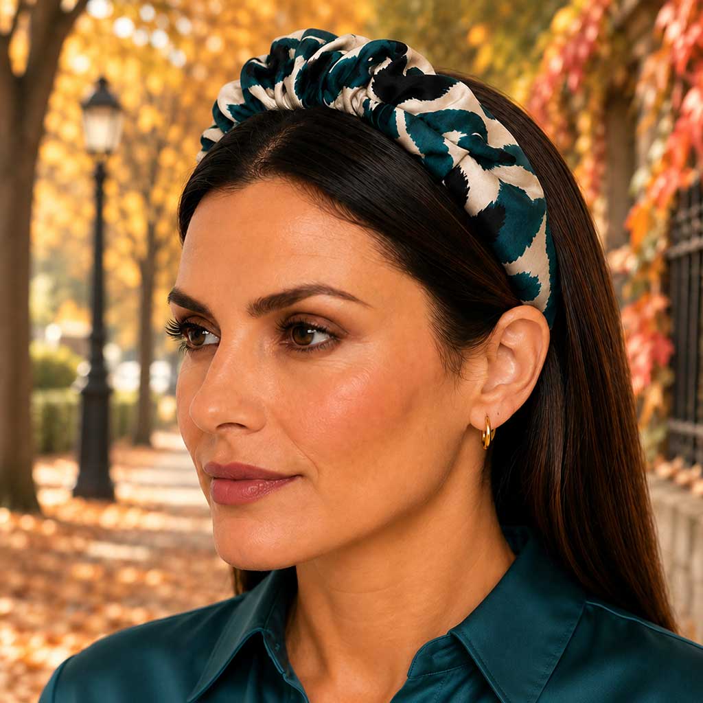 IFRAN beige teal ethnic satin στέκα μαλλιών – VinD.gr