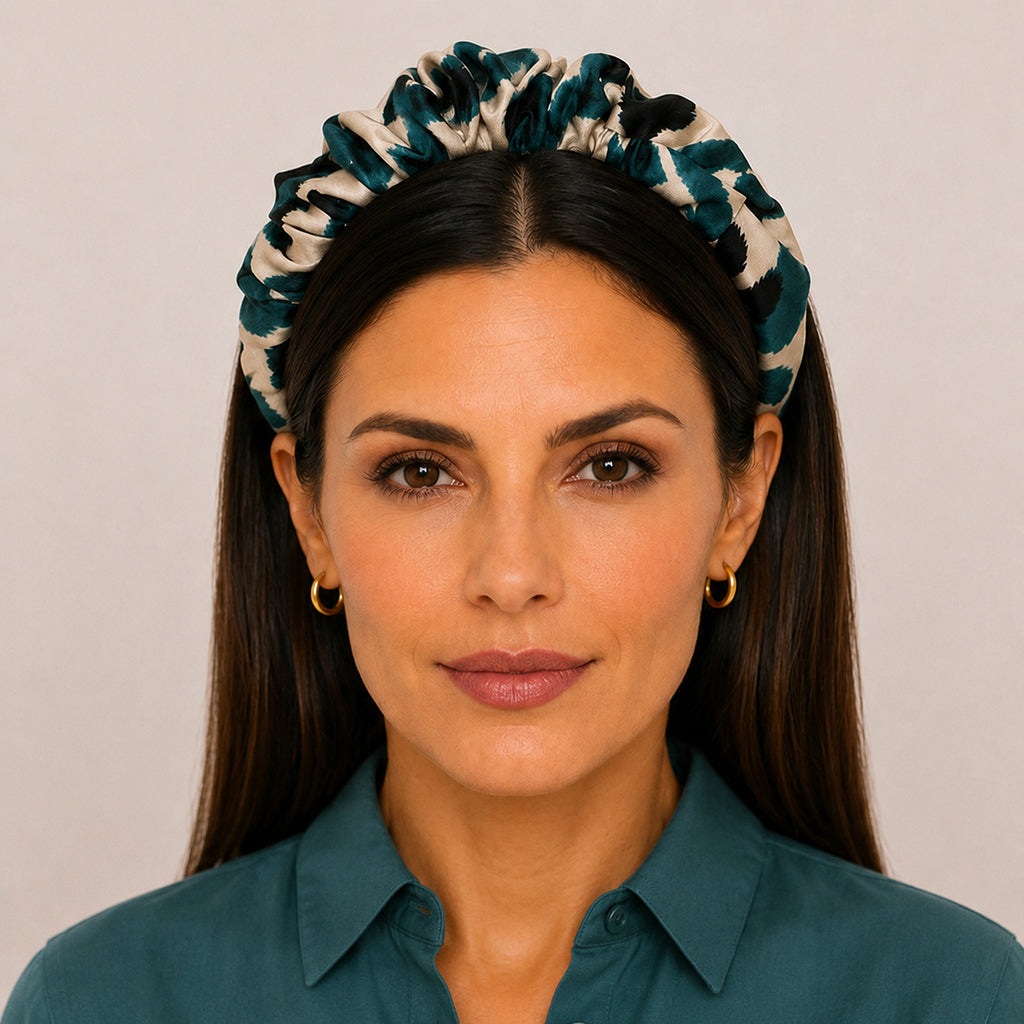 IFRAN beige teal ethnic satin στέκα μαλλιών – VinD.gr