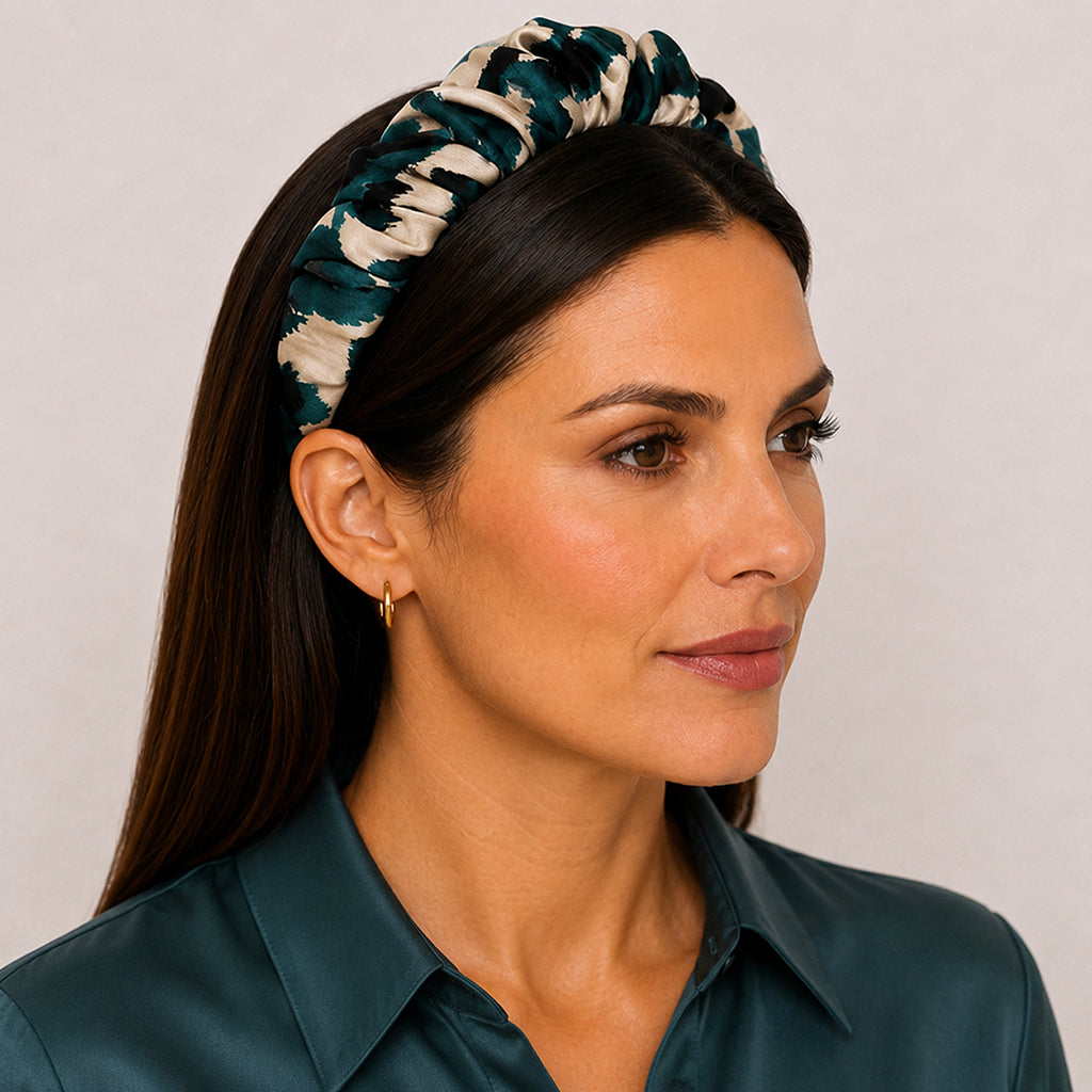 IFRAN beige teal ethnic satin στέκα μαλλιών – VinD.gr