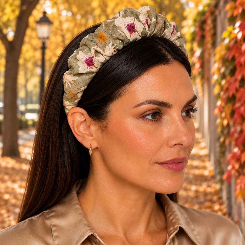 INES green ivory tribal floral satin στέκα μαλλιών – VinD.gr