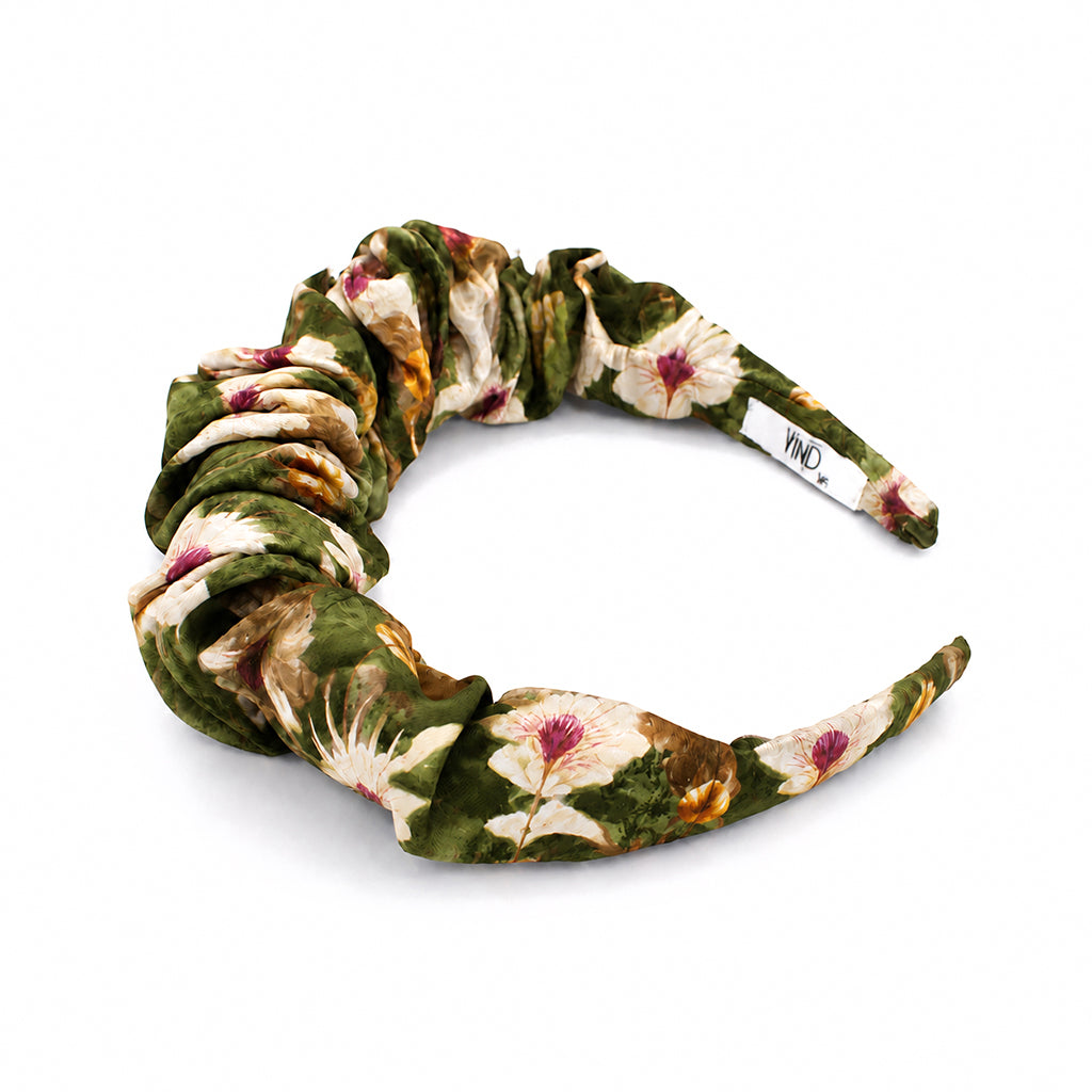 LUCIA green bold floral satin στέκα μαλλιών – VinD.gr
