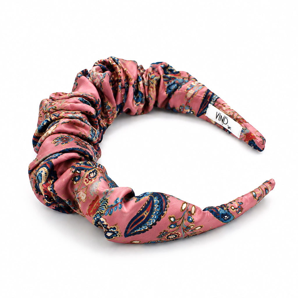 MILLA dusty rose blue paisley satin στέκα μαλλιών – VinD.gr