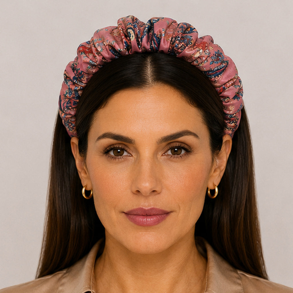 MILLA dusty rose blue paisley satin στέκα μαλλιών – VinD.gr