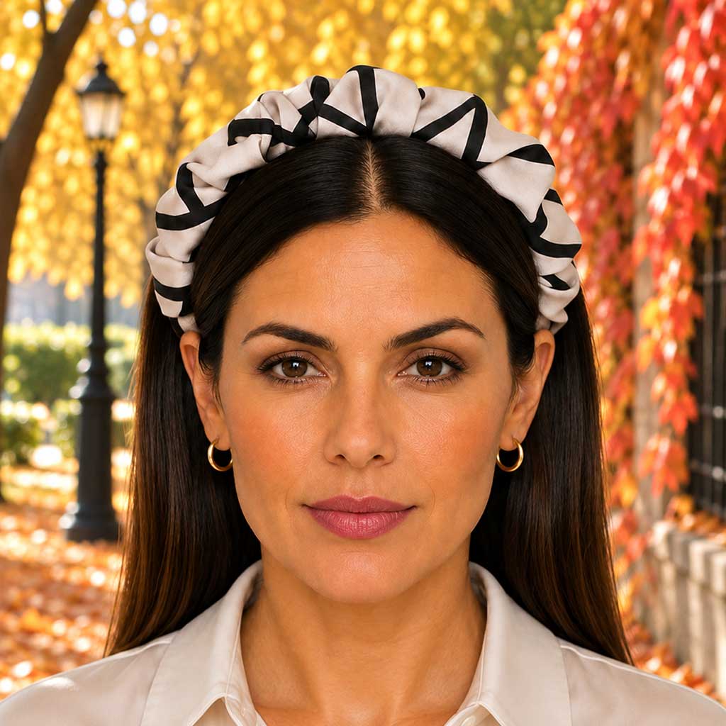 NERINA GREY grey black giraffe satin στέκα μαλλιών – VinD.gr