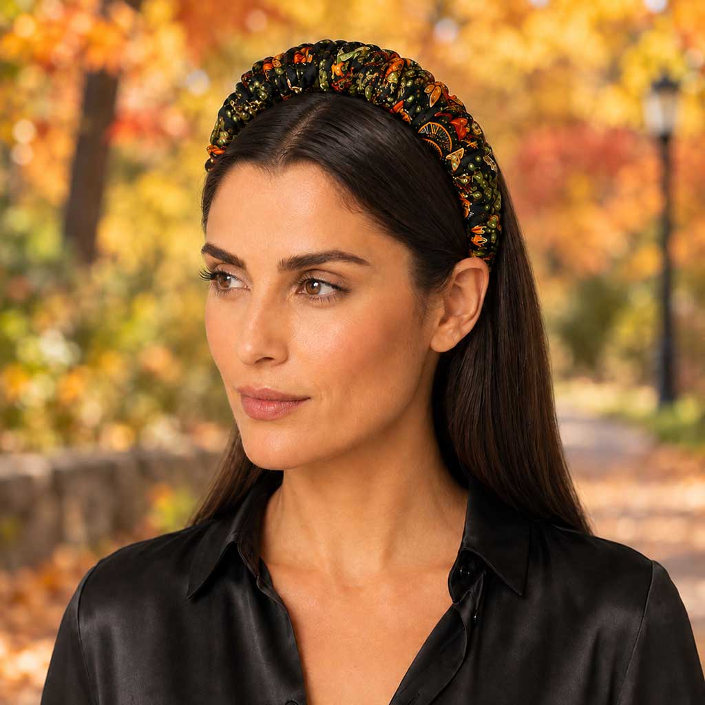 SALVADORA black olive cinnamon paisley satin στέκα μαλλιών – VinD.gr