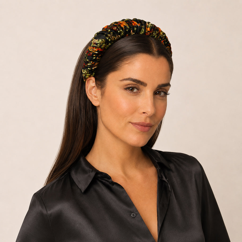 SALVADORA black olive cinnamon paisley satin στέκα μαλλιών – VinD.gr