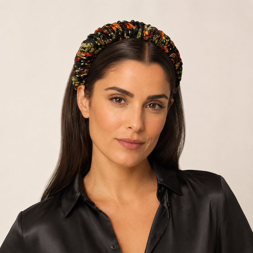 SALVADORA black olive cinnamon paisley satin στέκα μαλλιών – VinD.gr