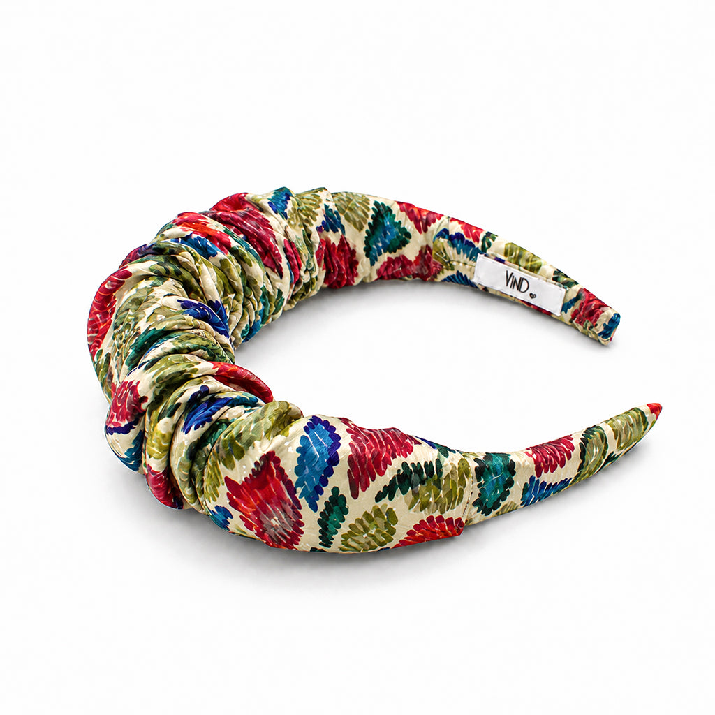 SELVA green multicolor ikat satin στέκα μαλλιών – VinD.gr