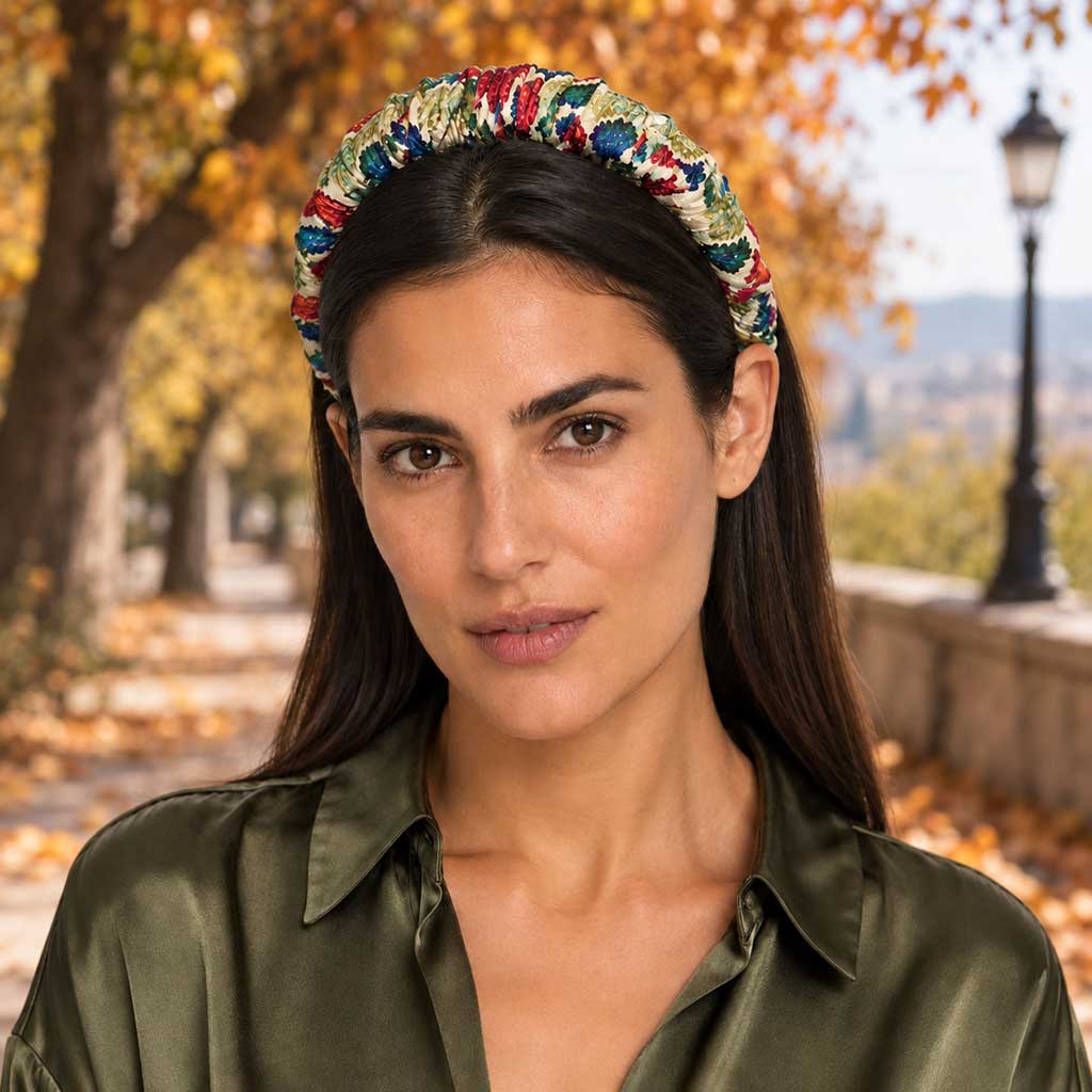 SELVA green multicolor ikat satin στέκα μαλλιών – VinD.gr