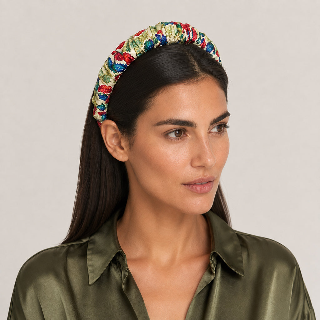 SELVA green multicolor ikat satin στέκα μαλλιών – VinD.gr