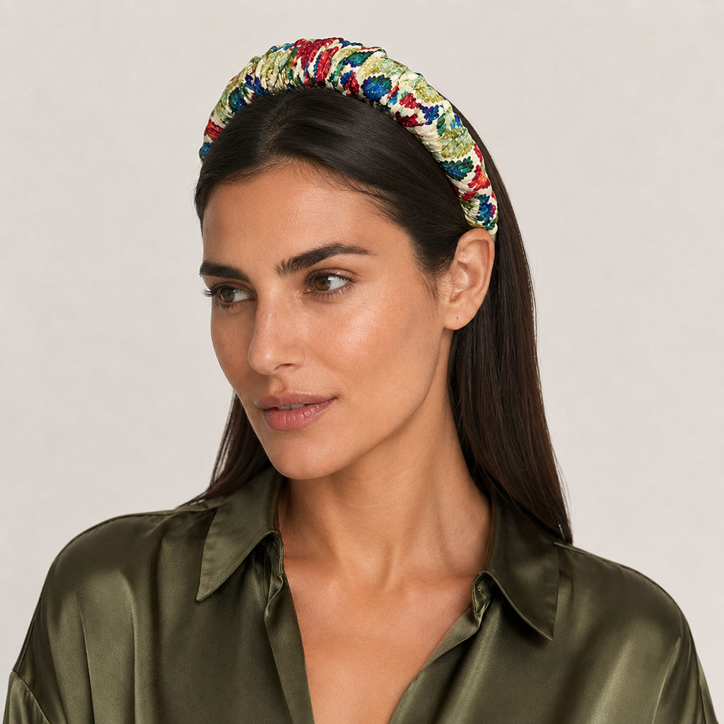 SELVA green multicolor ikat satin στέκα μαλλιών – VinD.gr