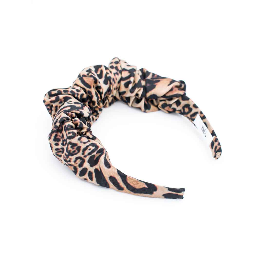 STEPHANIE camel black leopard satin στέκα μαλλιών – VinD.gr