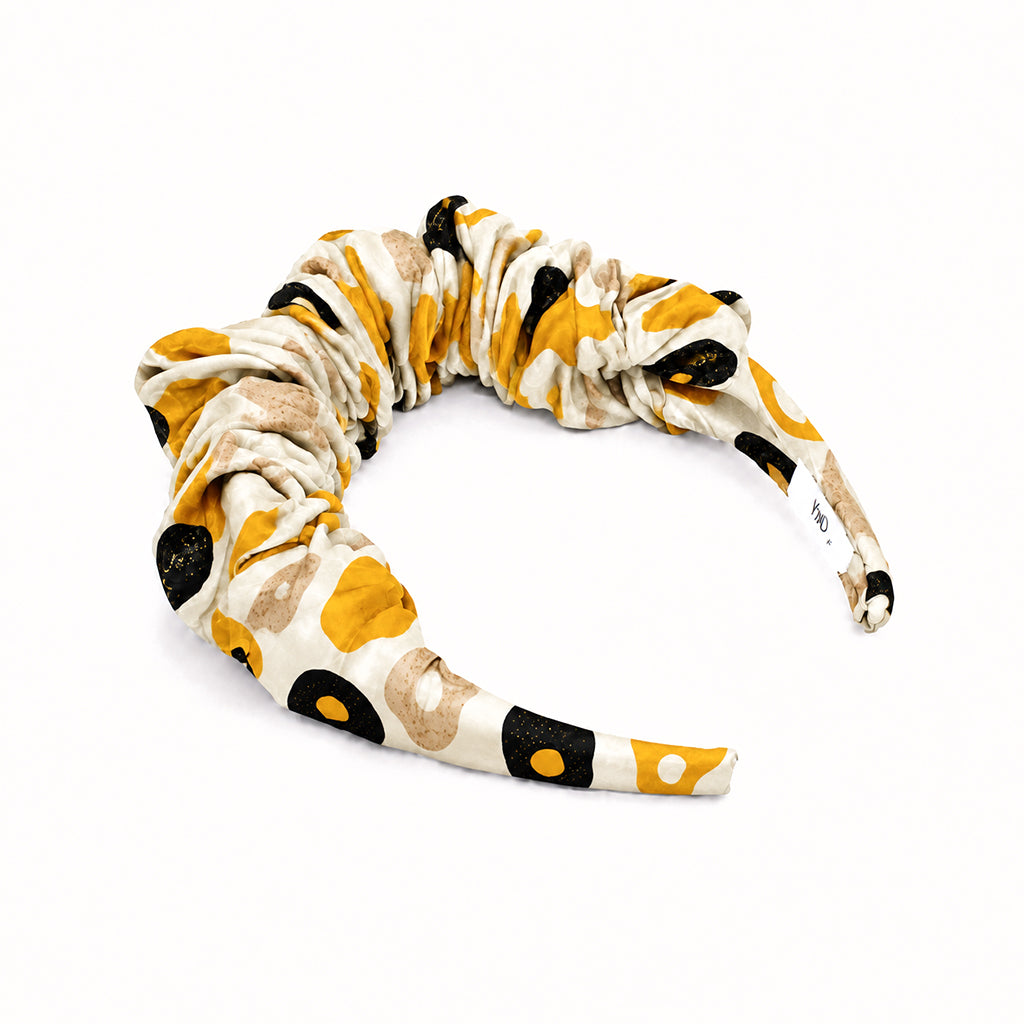 TORES mustard ivory grey ethnic tribal satin στέκα μαλλιών – VinD.gr