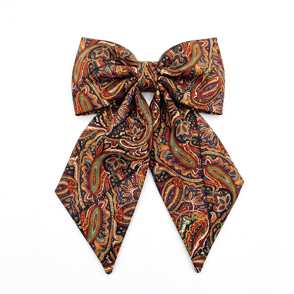 BARBARA κεραμιδί paisley satin φιόγκος μαλλιών – VinD.gr