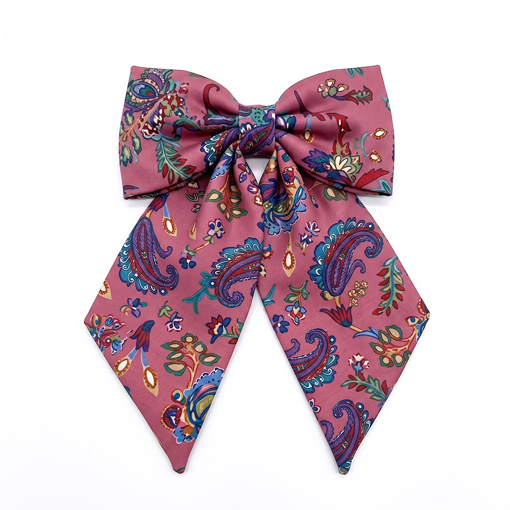 MILLA dusty rose blue paisley satin φιόγκος μαλλιών – VinD.gr