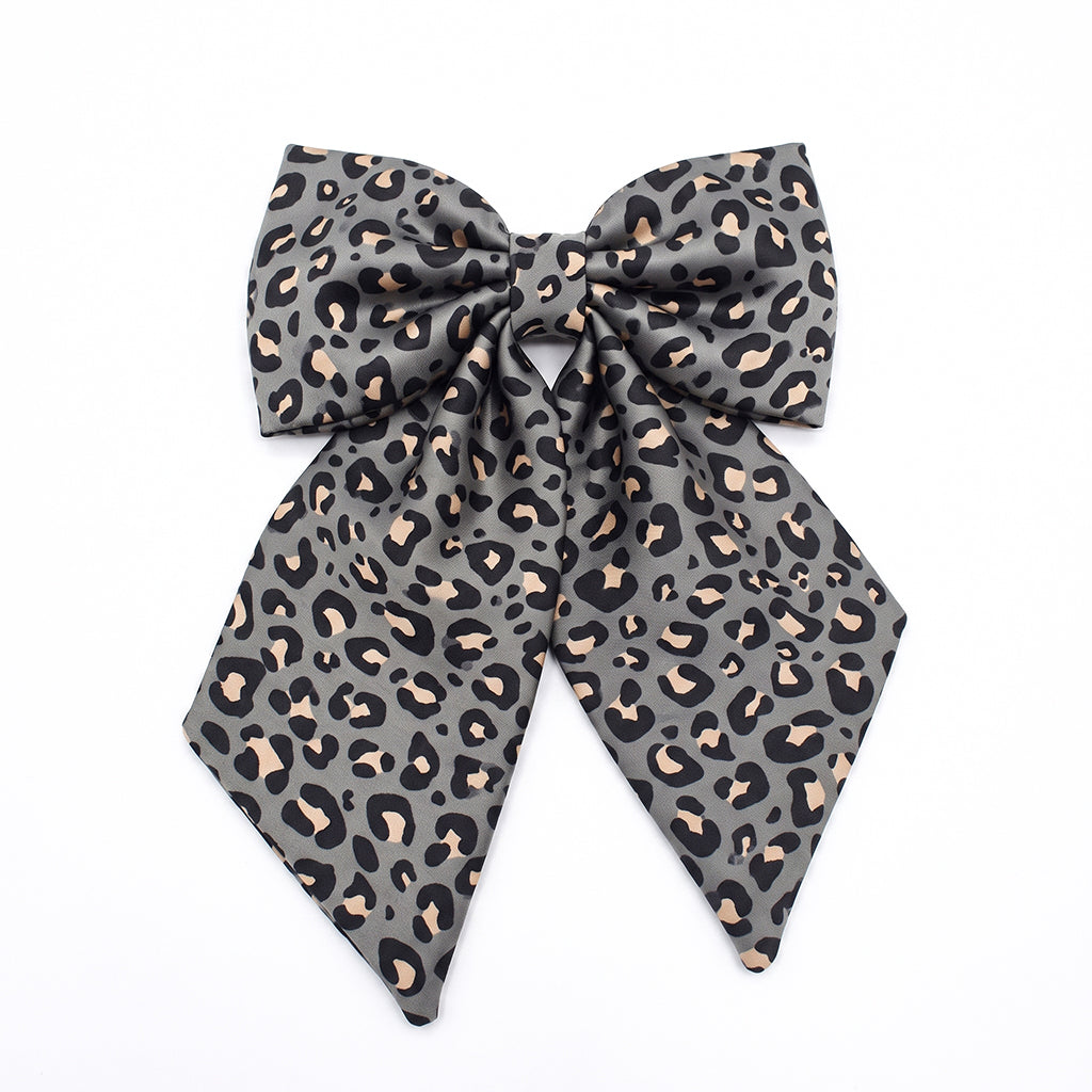 RAHEL GREY anthracite beige animal satin φιόγκος μαλλιών – VinD.gr