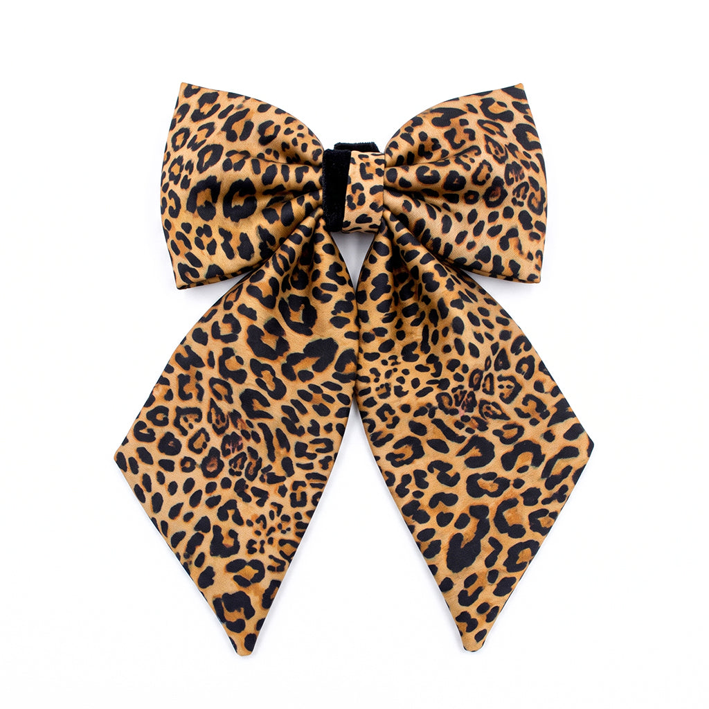 STEPHANIE camel black leopard satin φιόγκος μαλλιών – VinD.gr