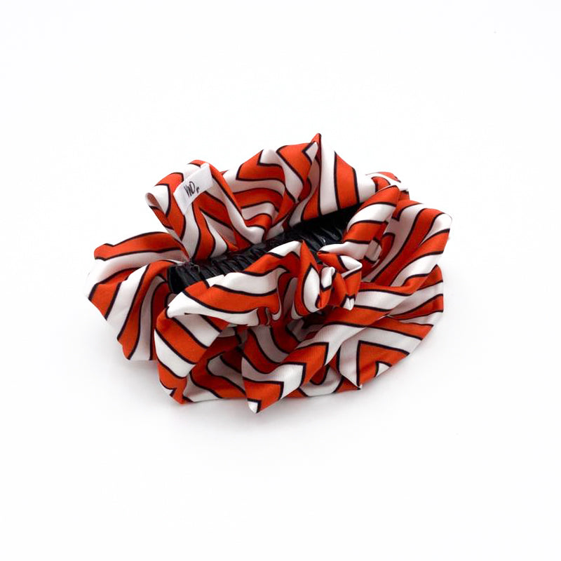 CORA ORANGE: Klammer μαλλιών,  με σατέν στολισμα, με maze pattern σε orange-white