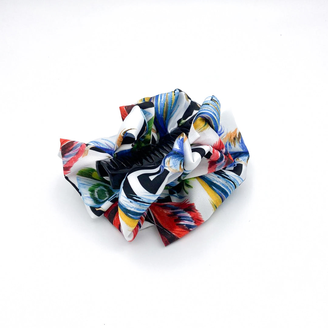 NOODIN: Klammer μαλλιών, με σατέν στολισμα, με geometric και feathers pattern