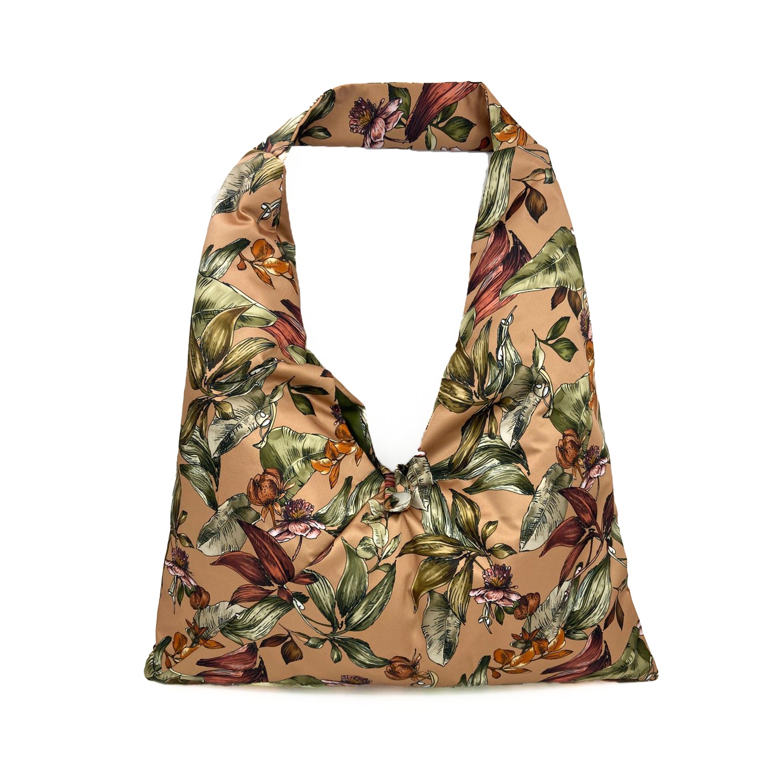 ROSETTE: Oversized τσάντα, με σατέν ύφασμα, και αδιάβροχη φόδρα με jungle leaves