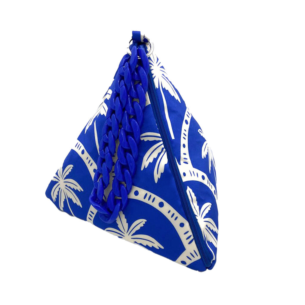 TARIFA: Τσαντάκι πυραμίδα, σατεν, salmon, royal blue, ivoire, χειροποίητο