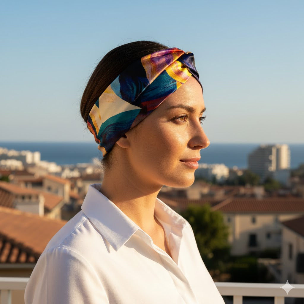 BERYL BLACK: Bandana κορδέλα μαλλιών, με abstract shapes pattern