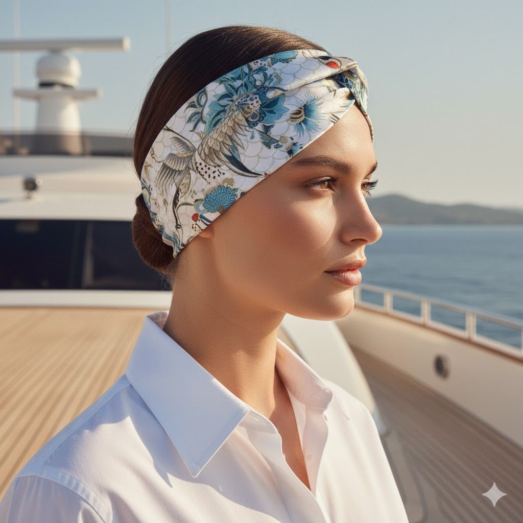 DESNA: Bandana κορδέλα μαλλιών, με Japanese botanical pattern