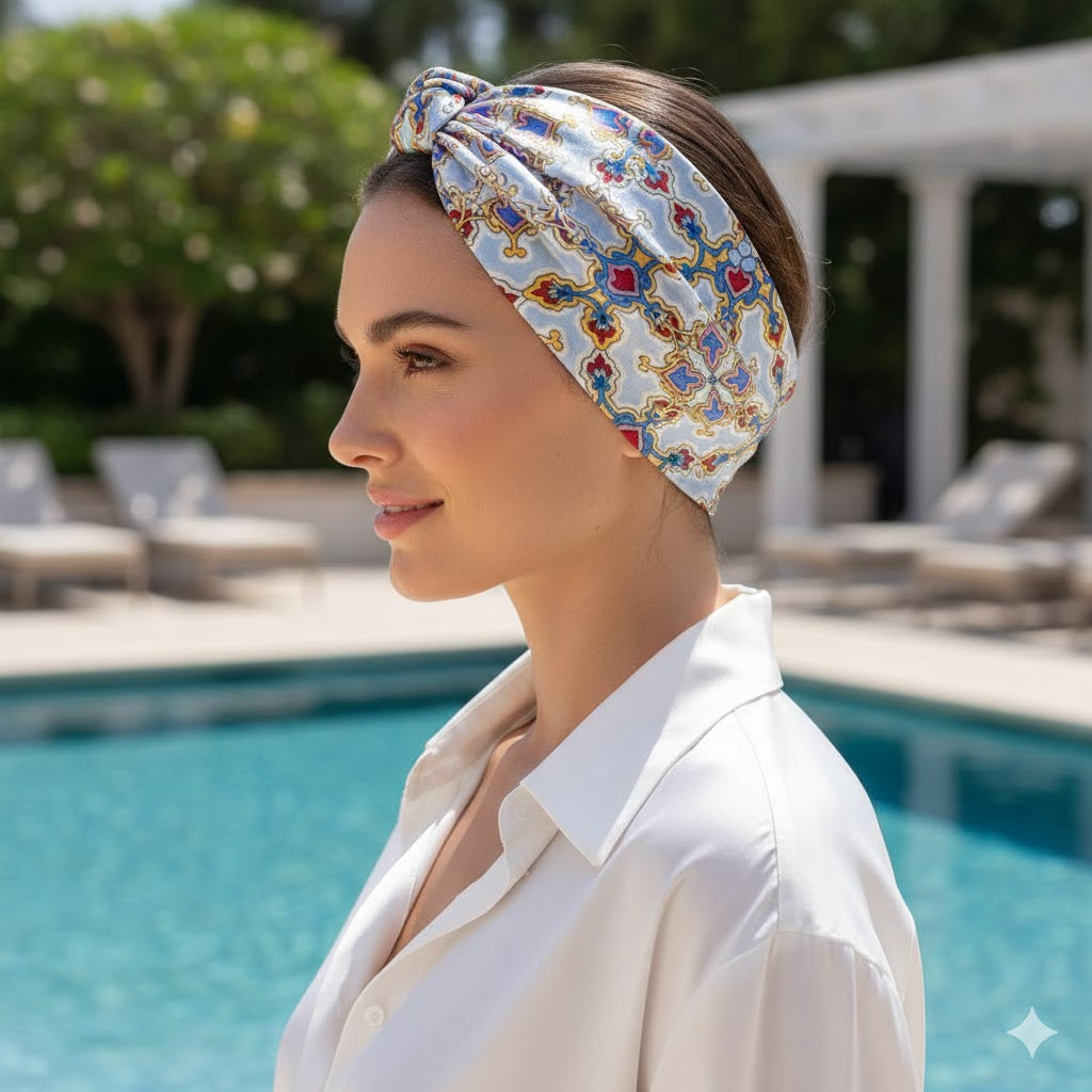 GILBERTE: Bandana κορδέλα μαλλιών, με Morrocan patern print