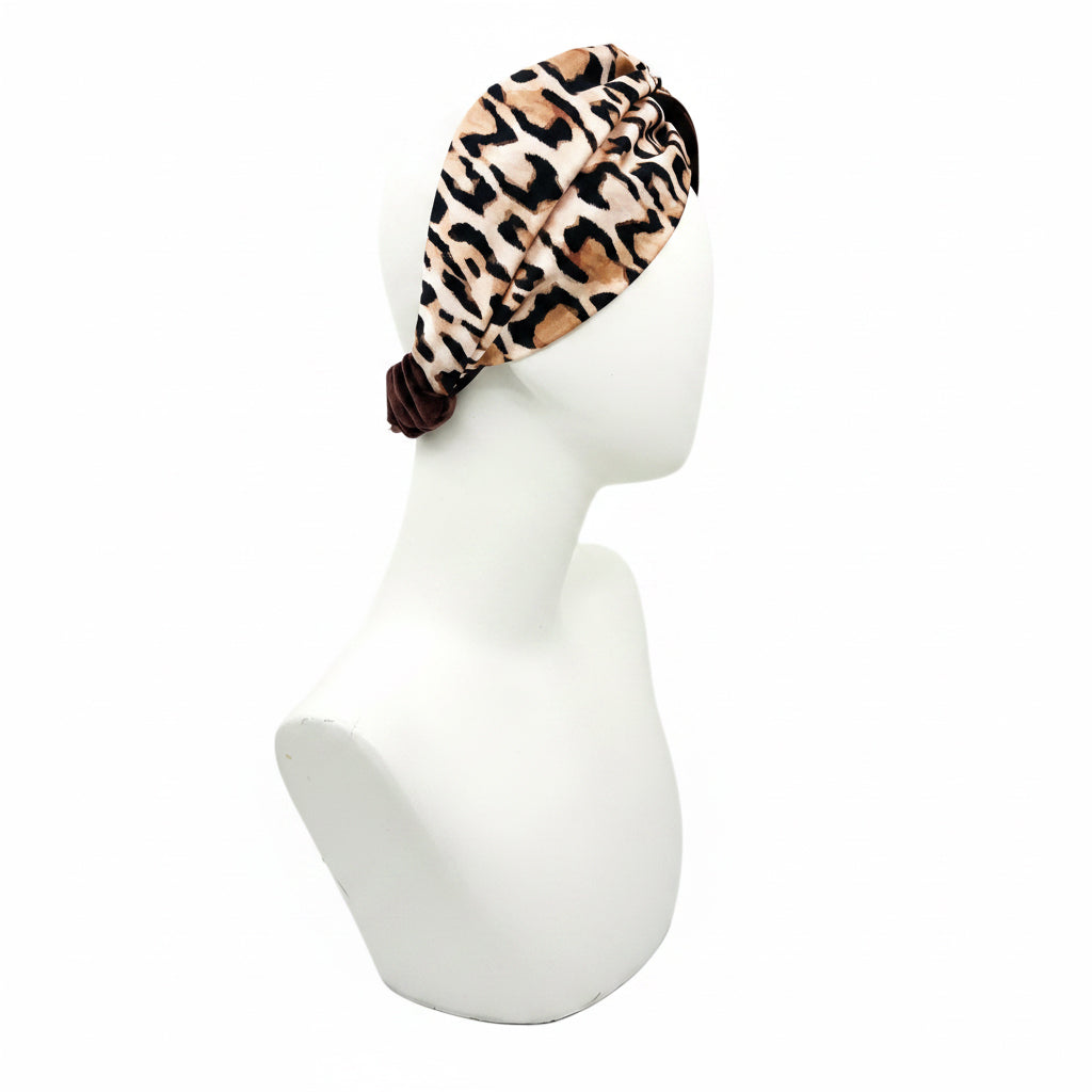 FEDORA φαρδιά εμπριμέ κορδέλα μαλλιών με πετρόλ βελούδινη πλευρά πάνω σε προτομή