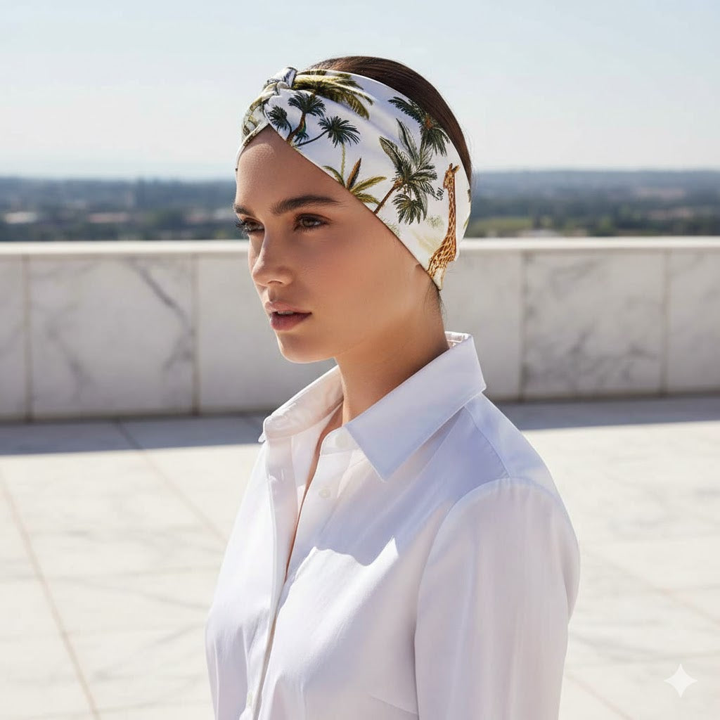 MEEKA:  Bandana κορδέλα μαλλιών, με palm trees, zebra, giraffe και elephant pattern