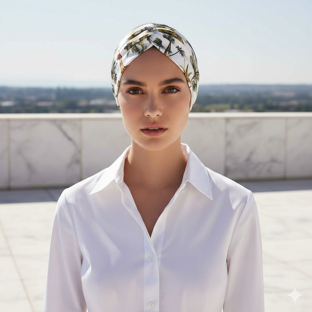 MEEKA:  Bandana κορδέλα μαλλιών, με palm trees, zebra, giraffe και elephant pattern