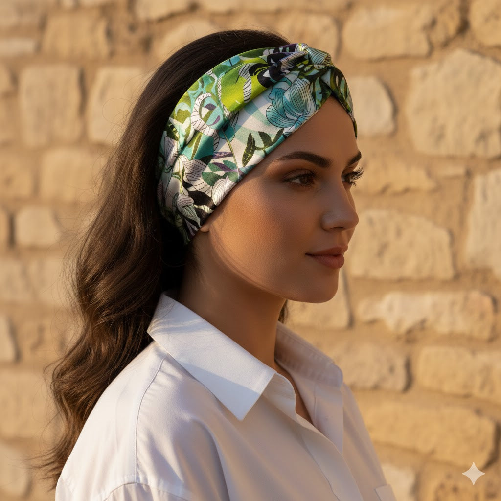 UBERTA: Bandana κορδέλα μαλλιών, με monstrera leaves pattern