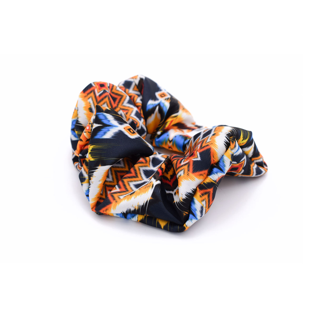 FABIANNA blue terracotta ethnic satin scrunchie – VinD.gr