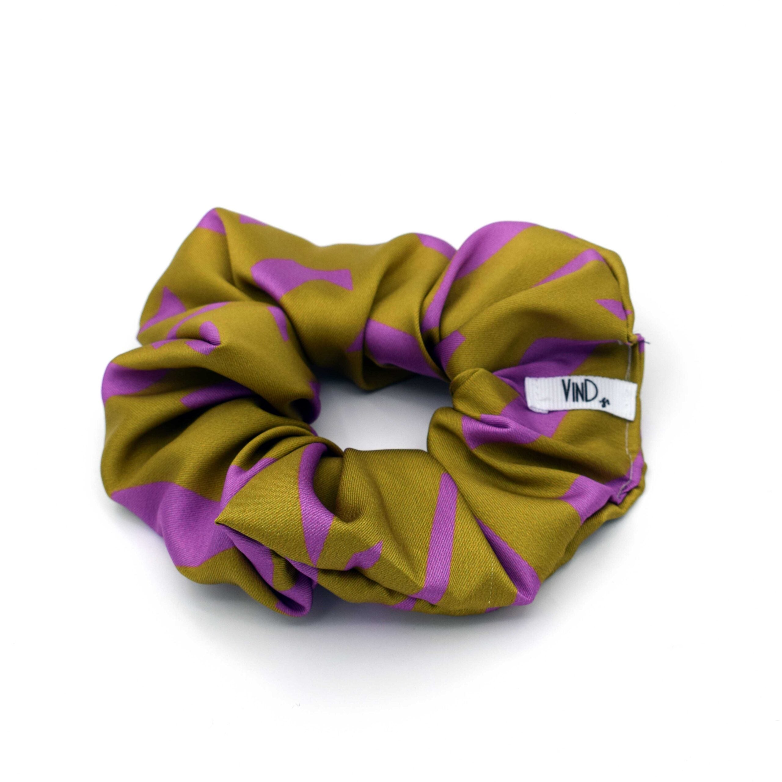 LIVIA LIME: Εμπριμέ λαστιχάκι μαλλιών scrunchie, σατεν
