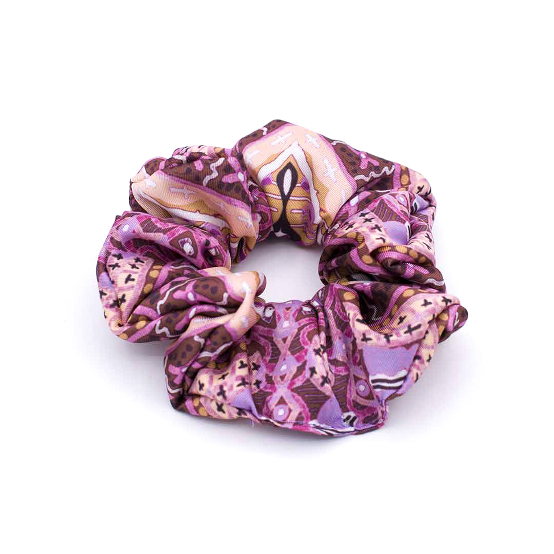 NEYTIRI purple lila peach argyle damask satin scrunchie – VinD.gr