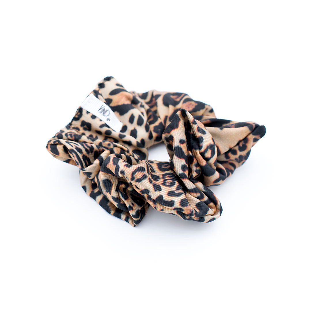 STEPHANIE camel black leopard satin scrunchie – VinD.gr