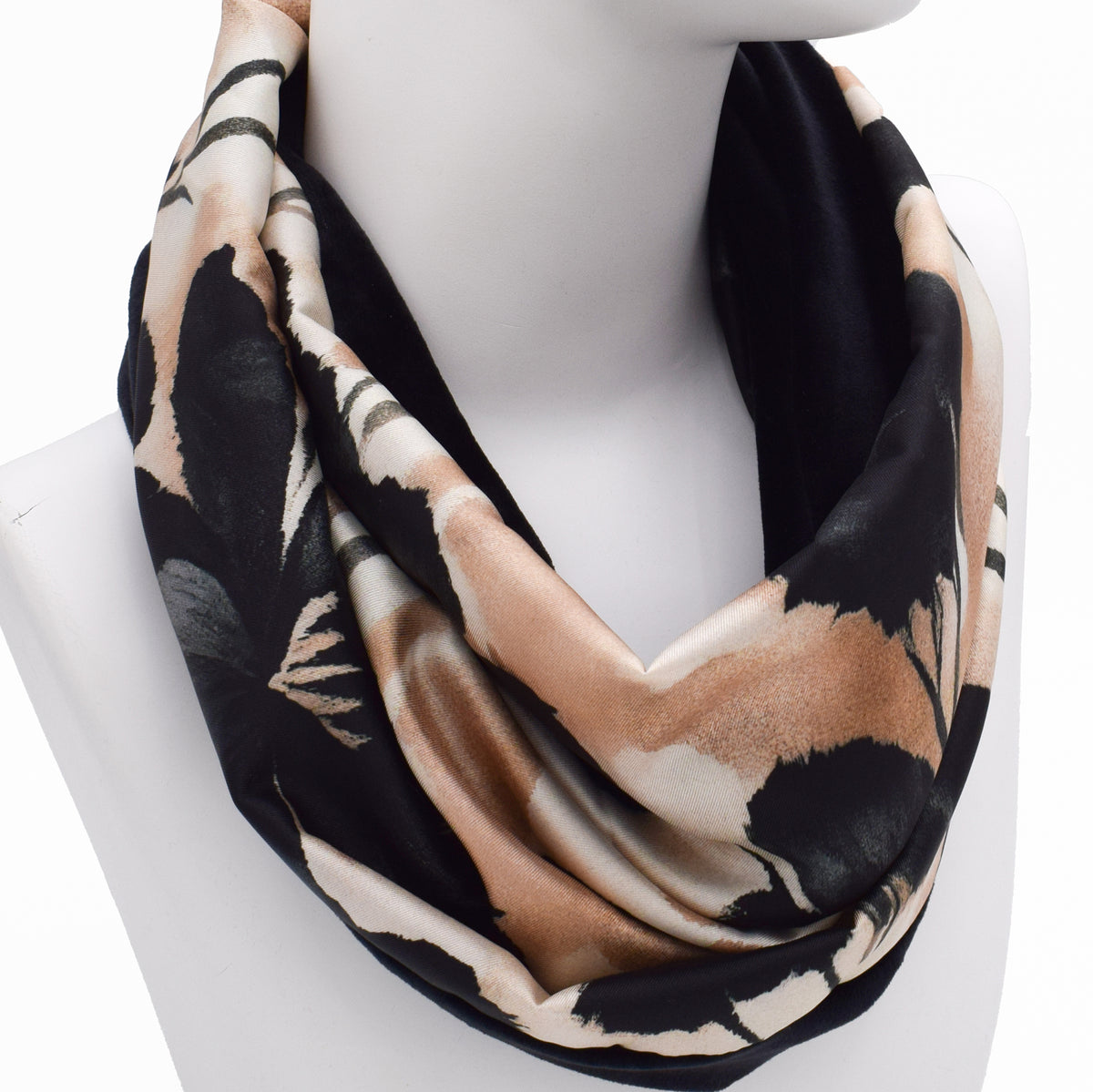 ELDA μόκα Snood φουλάρι από σατέν με floral print