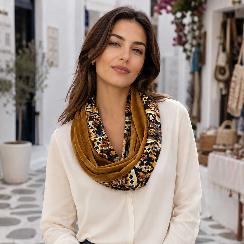 Το FABIANNA αντλεί έμπνευση από την πλούσια αισθητική των ανατολίτικων μοτίβων, με έναν ιδιαίτερο συνδυασμό μπλε και τερακότα αποχρώσεων. 
