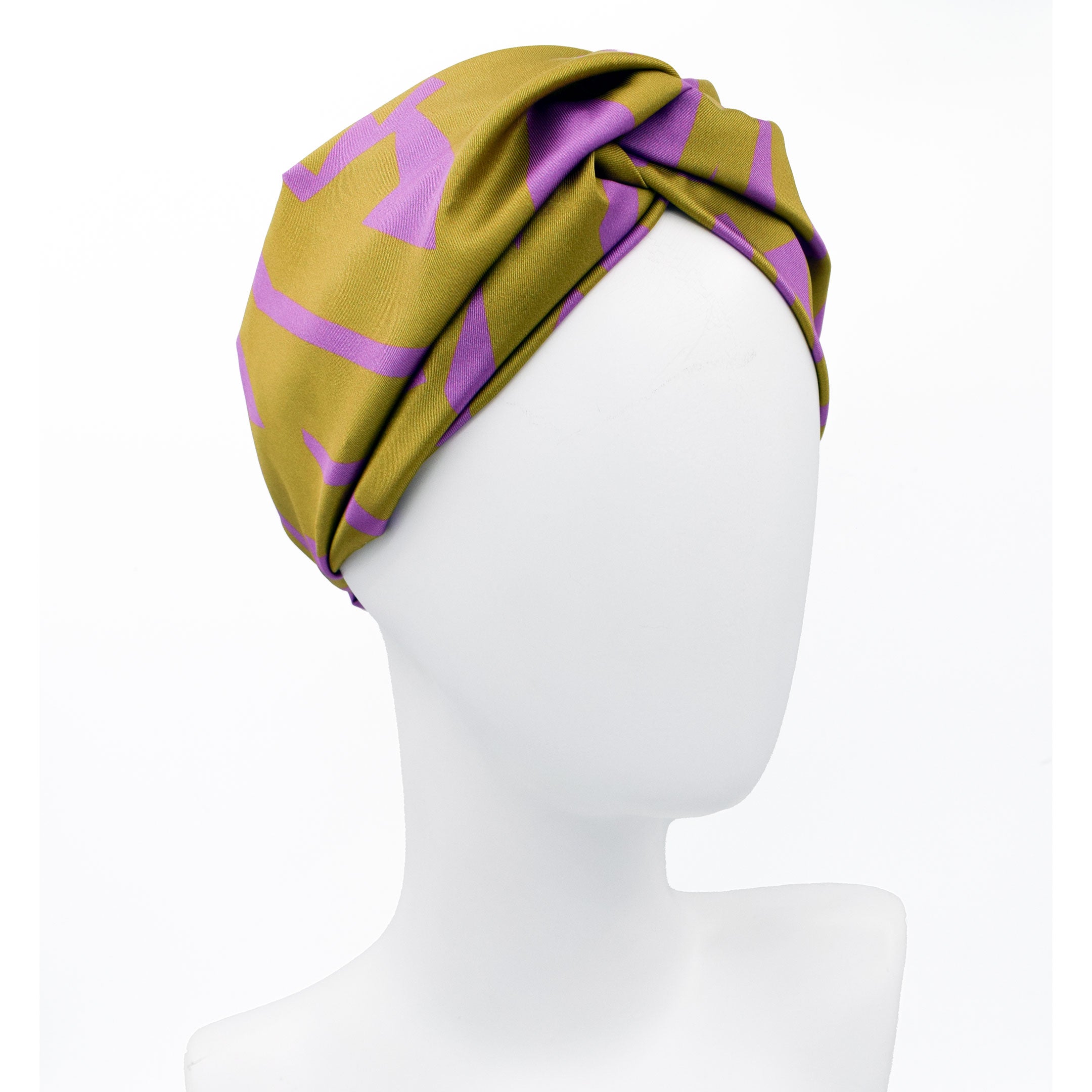 LIVIA LIME: Bandana, κορδέλα μαλλιών, σατεν, με geometric lines pattern