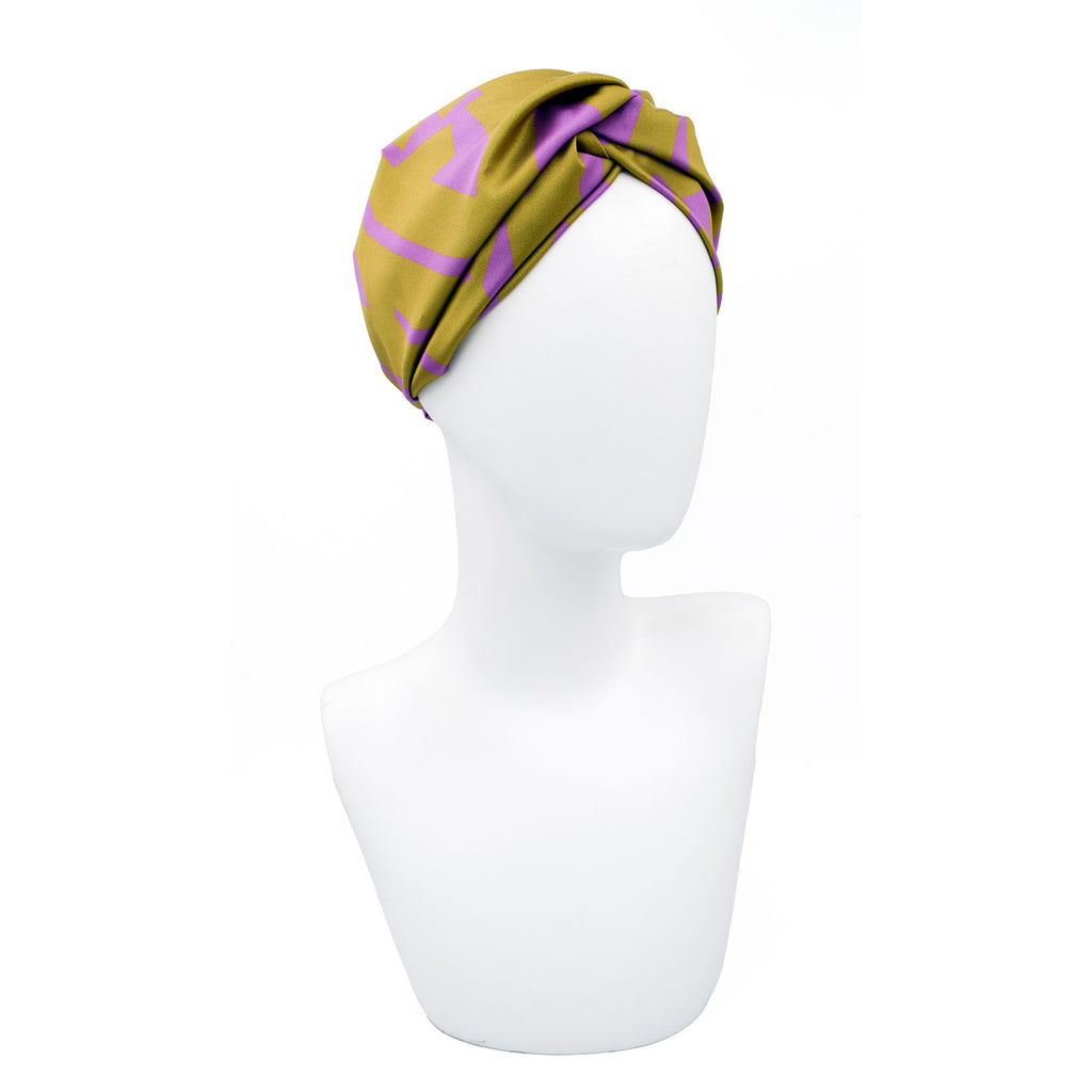 LIVIA LIME: Bandana, κορδέλα μαλλιών, σατεν, με geometric lines pattern